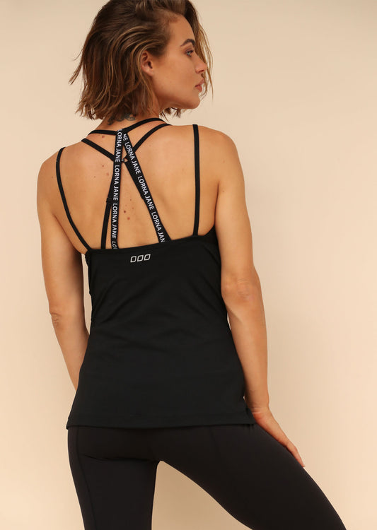 Lorna Jane Logo Strap Excel Tank - Black