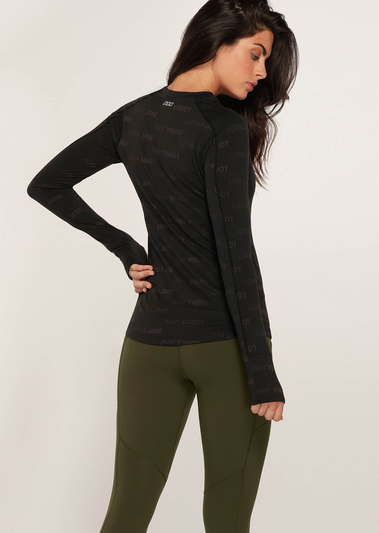 Lorna Jane Logo Tech Long Sleeve Performance Top - Black