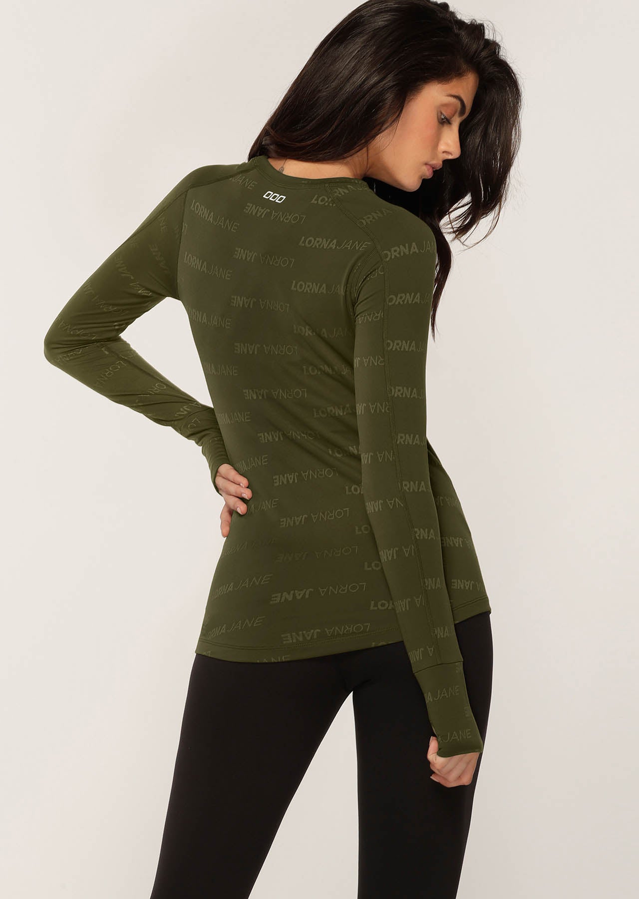 Lorna Jane Logo Tech Long Sleeve Performance Top - Luxury Green