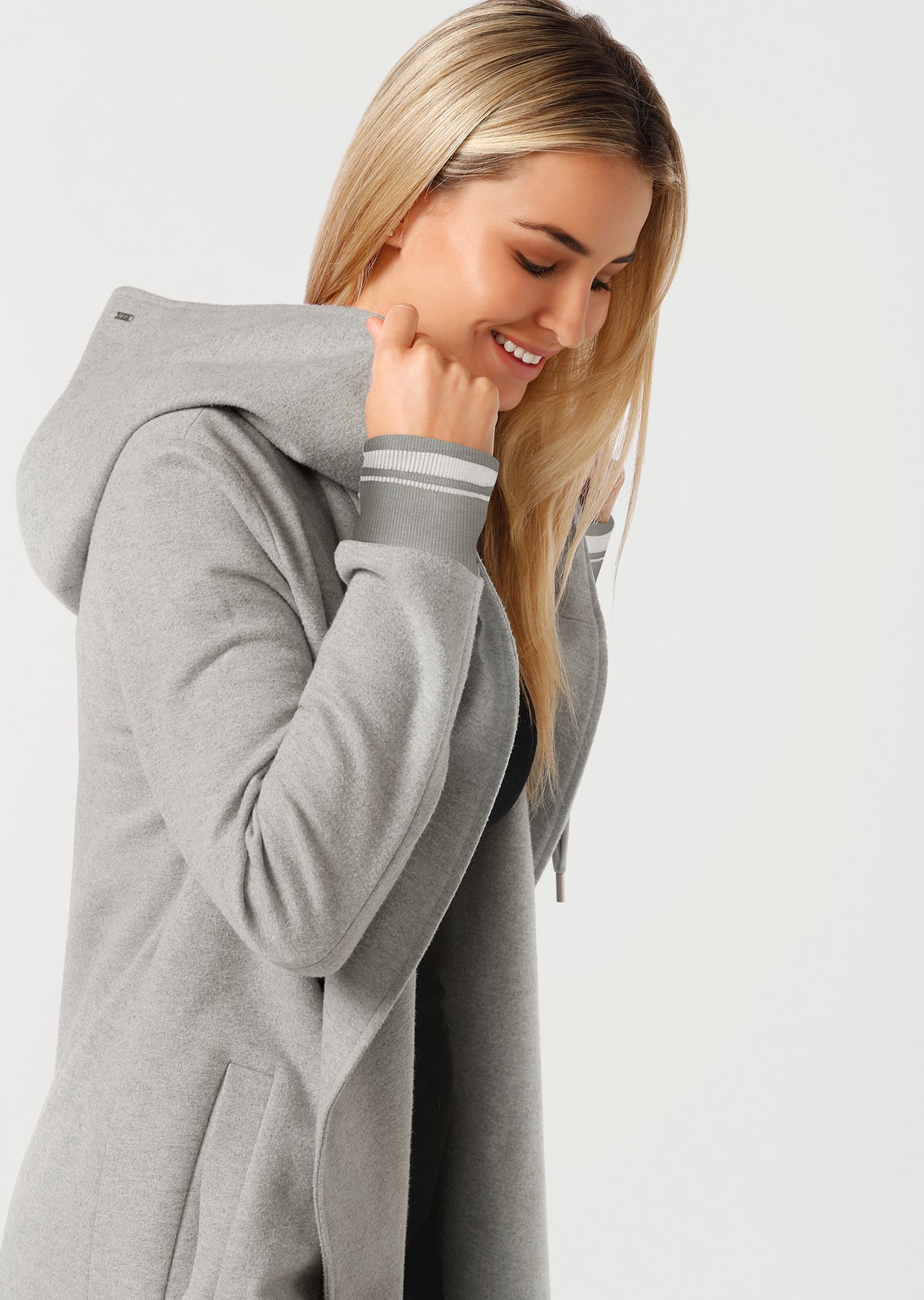 Lorna Jane London Hooded Coat - Mid Grey Marl
