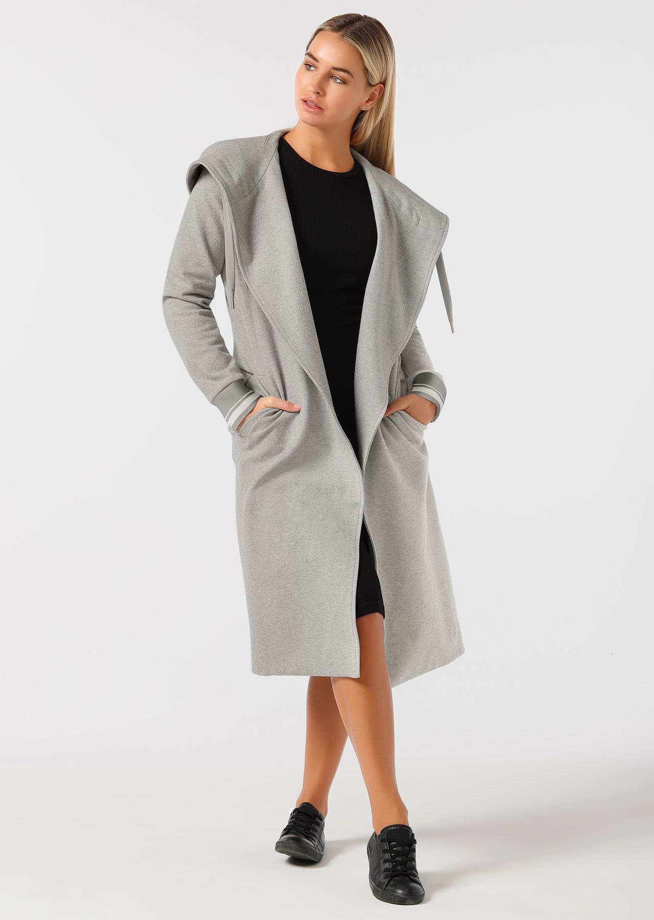 Lorna Jane London Hooded Coat - Mid Grey Marl