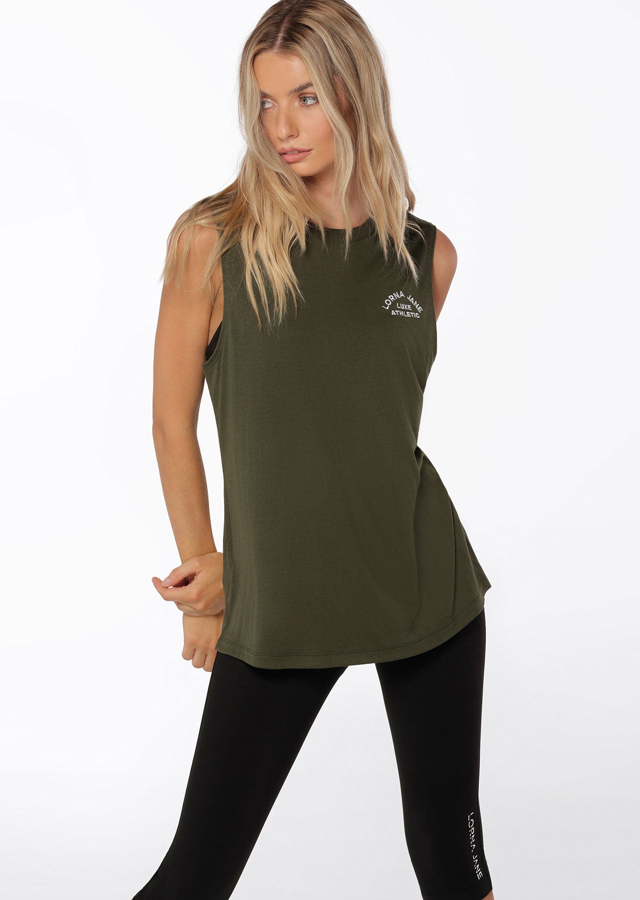 Lorna Jane Lotus Muscle Tank - Luxury Green