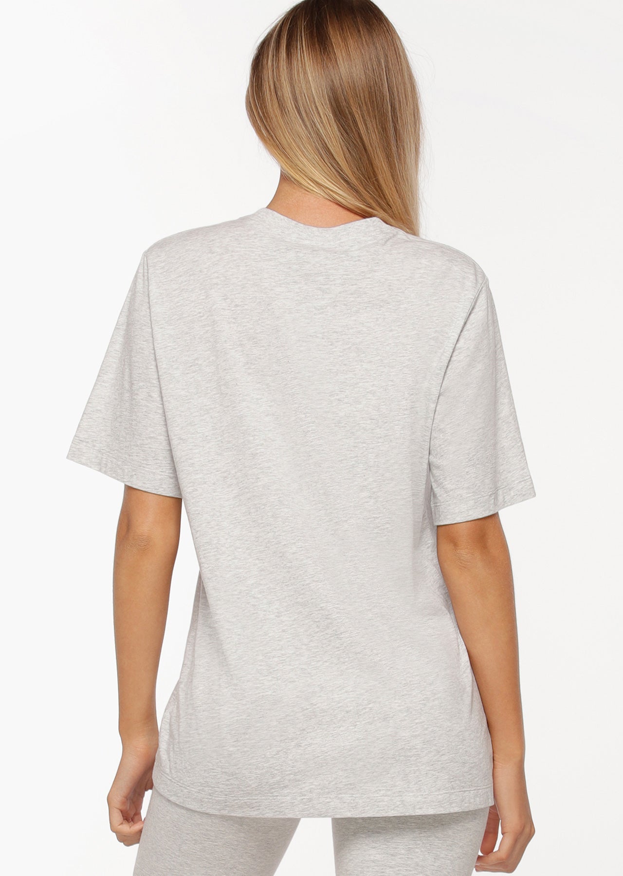 Lorna Jane Lounge Around Oversized Tee - Light Grey Marl