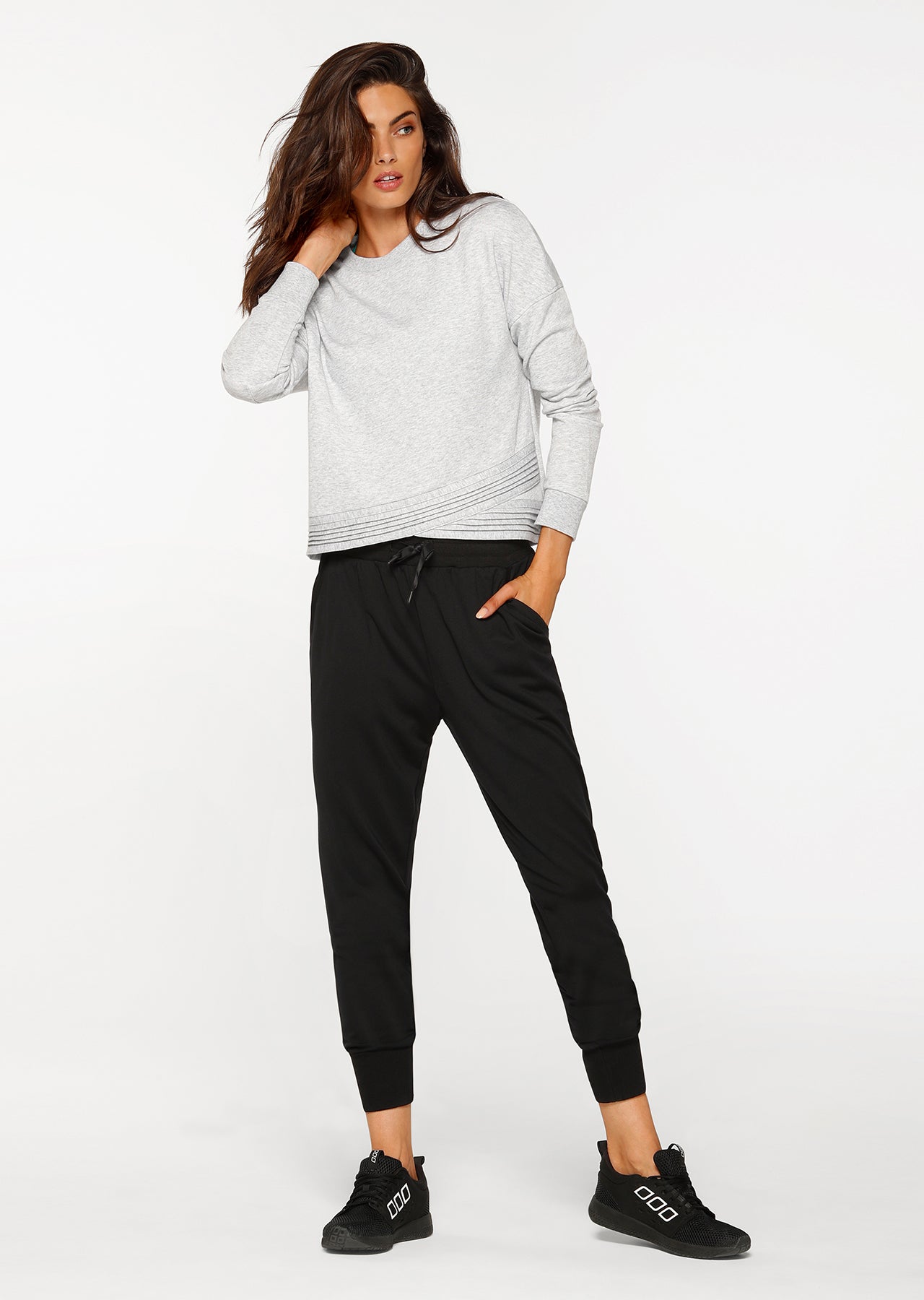 Lorna Jane Lounge Around Sweat - Light Grey Marl