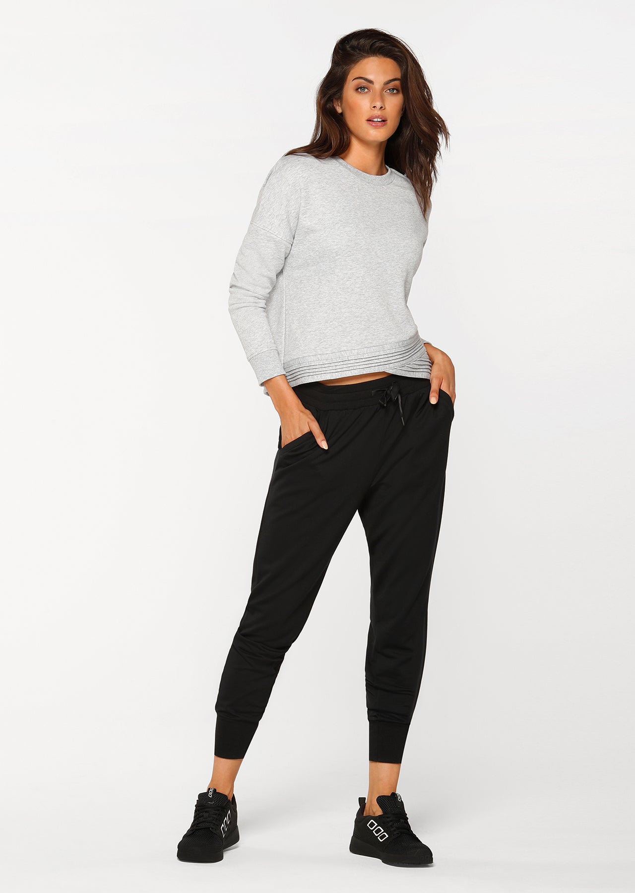 Lorna Jane Lounge Around Sweat - Light Grey Marl