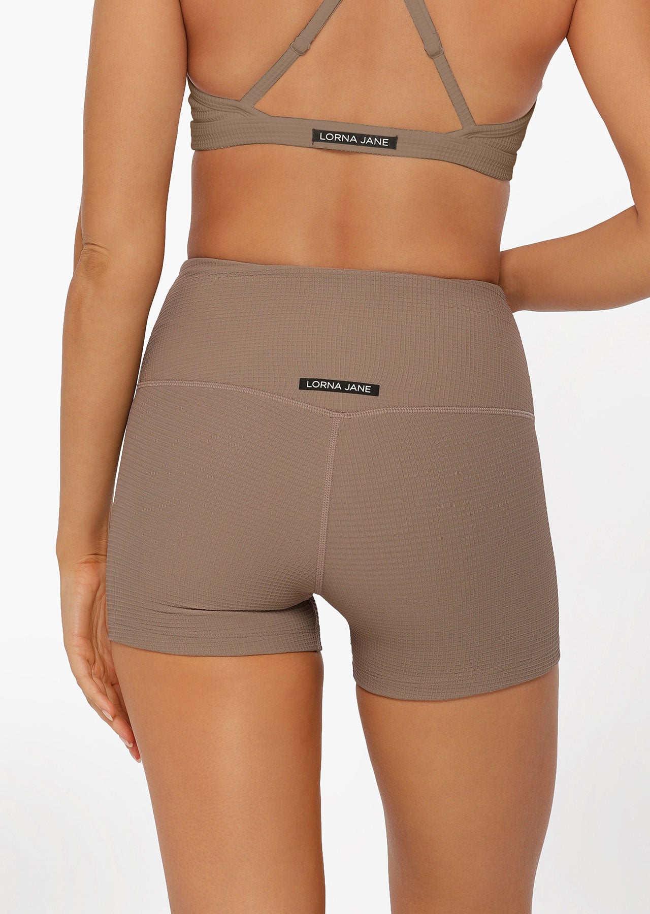 Lorna Jane Lounge Waffle Cheeky Shorts - Bone