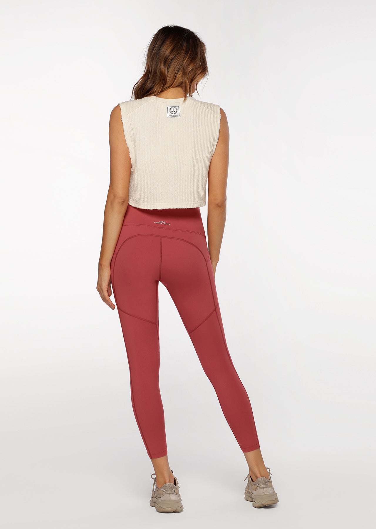 Lorna Jane Luxe Textured Cropped Tank - Cream