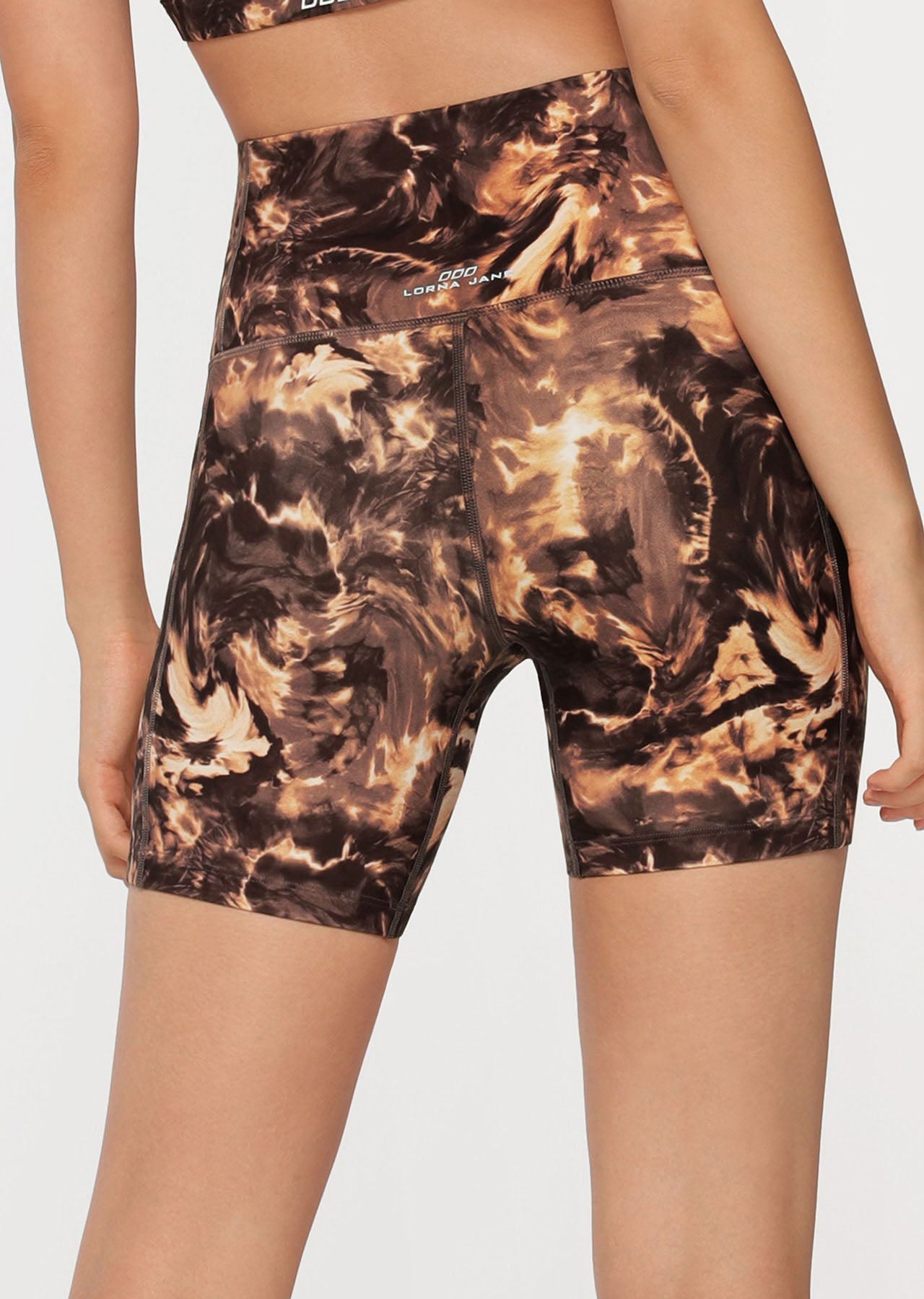 Lorna Jane Marble Phone Pocket Bike Shorts - Marble Print