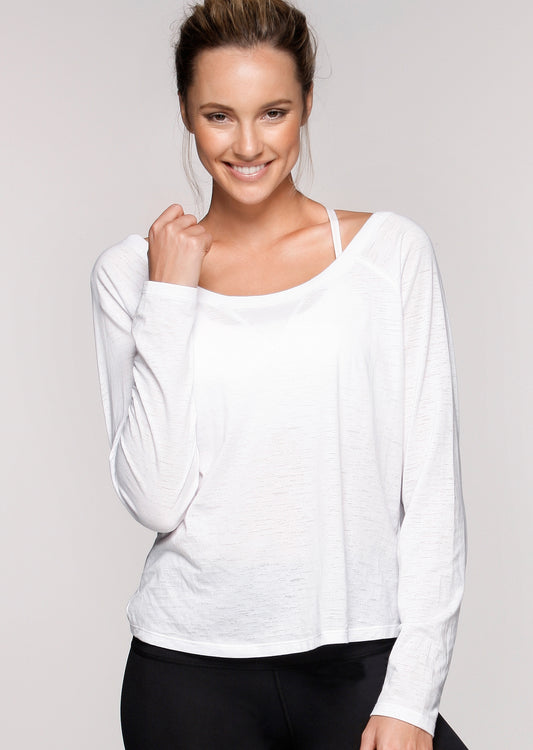 Lorna Jane Marichi L/Slv Top - White