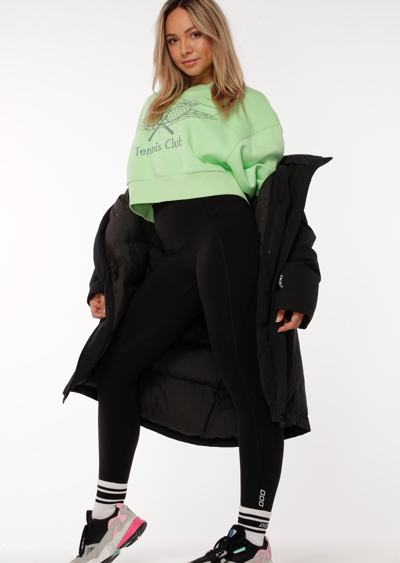 Lorna Jane Match Point Sweat - Dark Sunbleached Lime