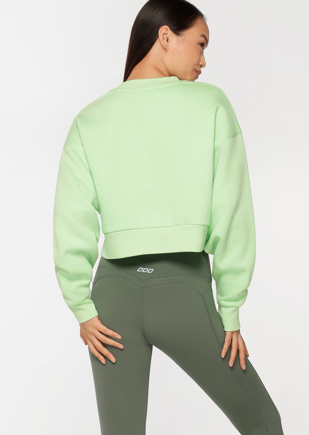 Lorna Jane Match Point Sweat - Dark Sunbleached Lime