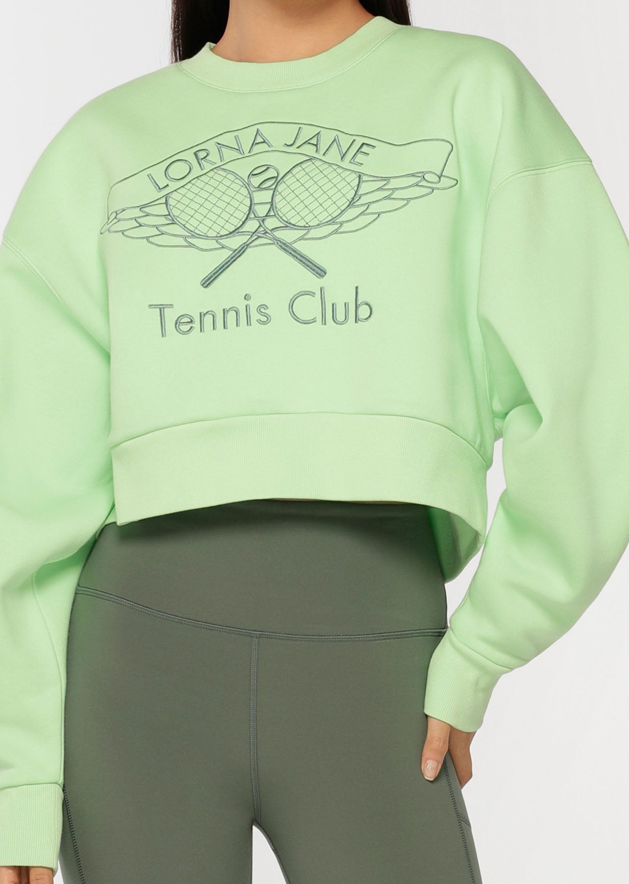 Lorna Jane Match Point Sweat - Washed Sunbleached Lime