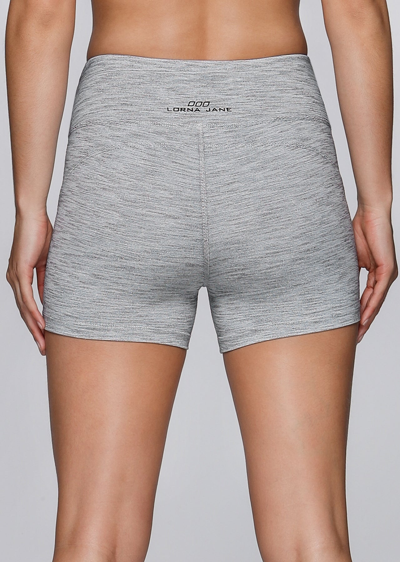 Lorna Jane Maya Core Short Tight - Grey Marl Stripe