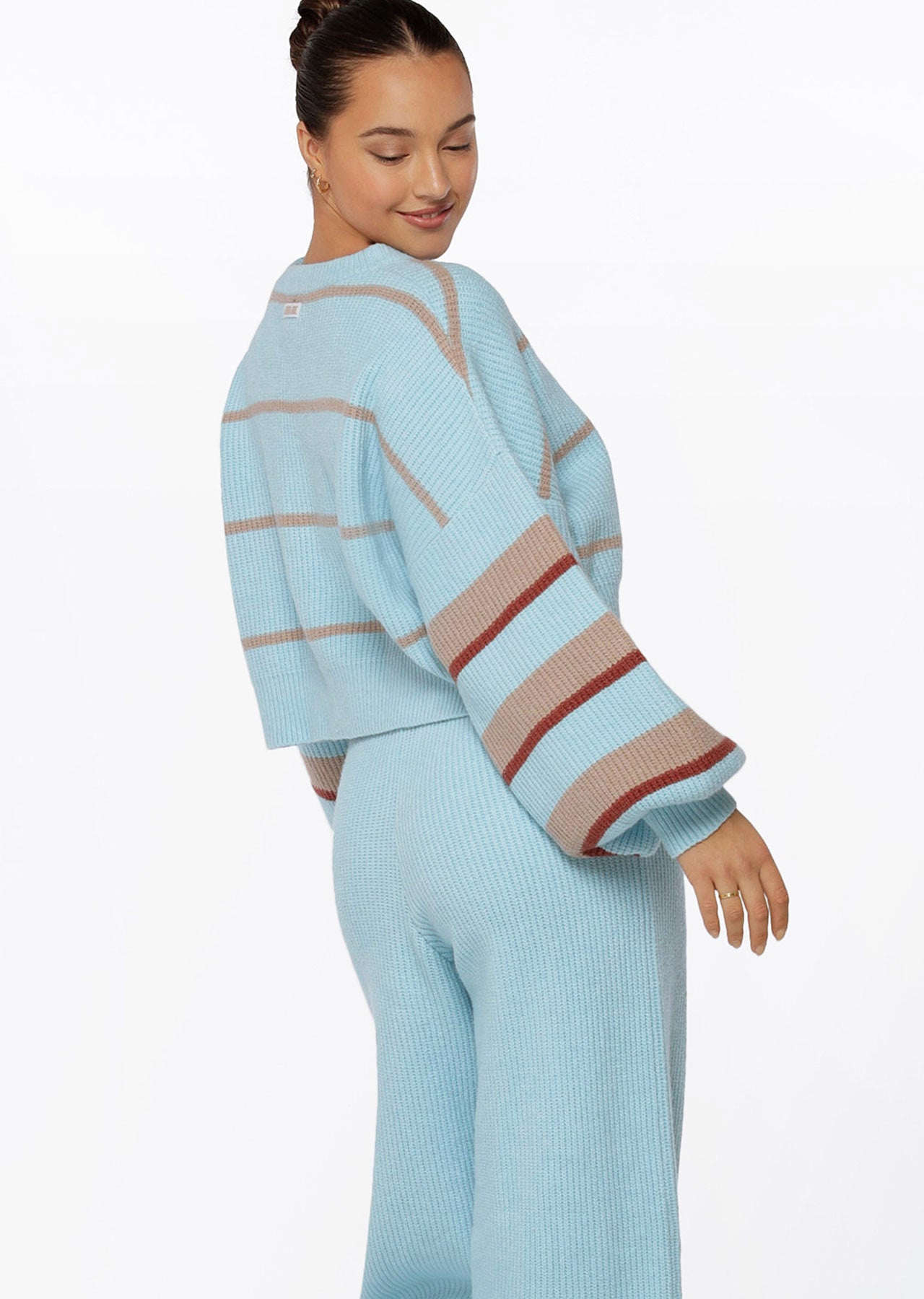Lorna Jane Merino Blend Cropped Stripe Knit - Leisure Stripe