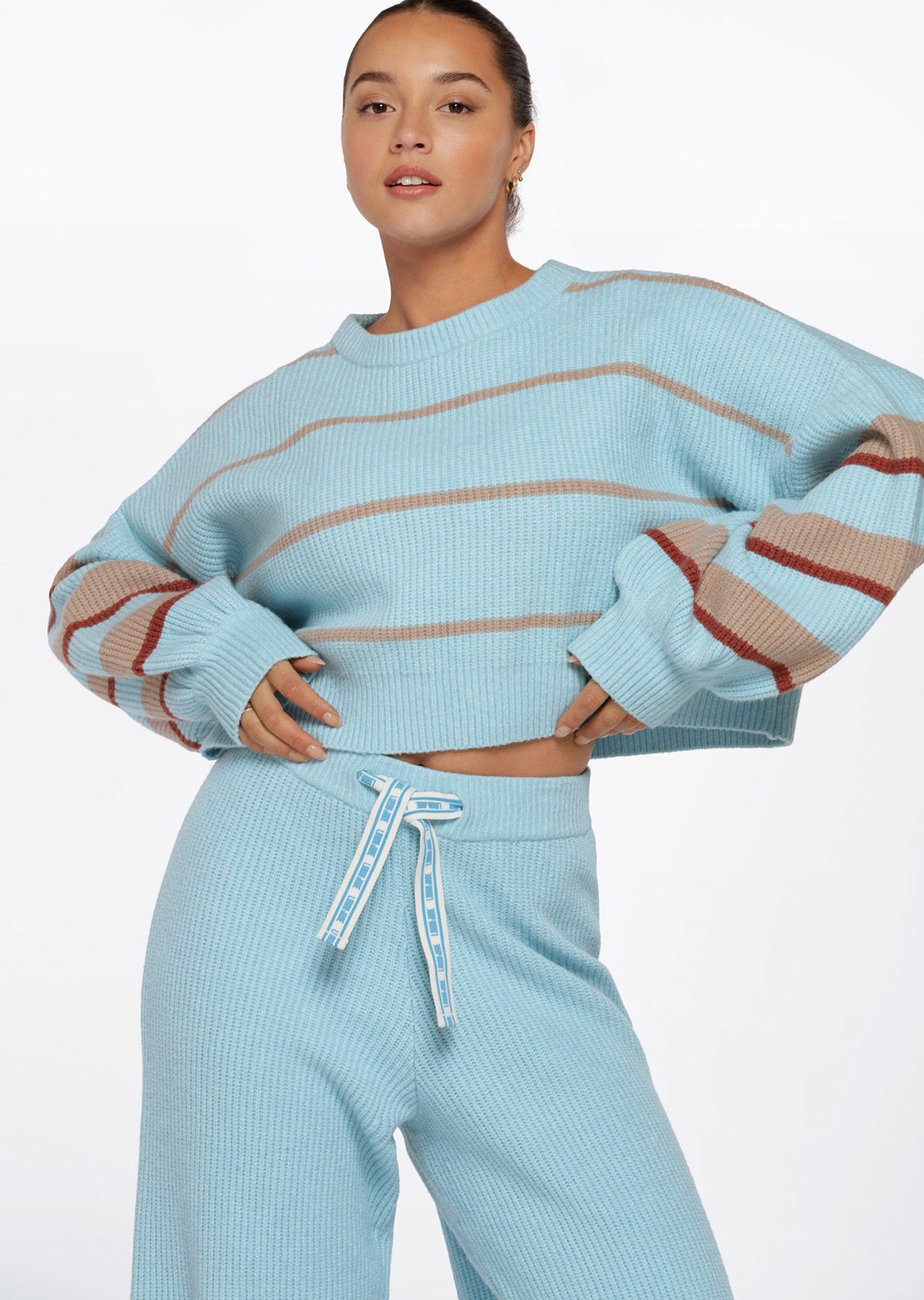 Lorna Jane Merino Blend Cropped Stripe Knit - Leisure Stripe