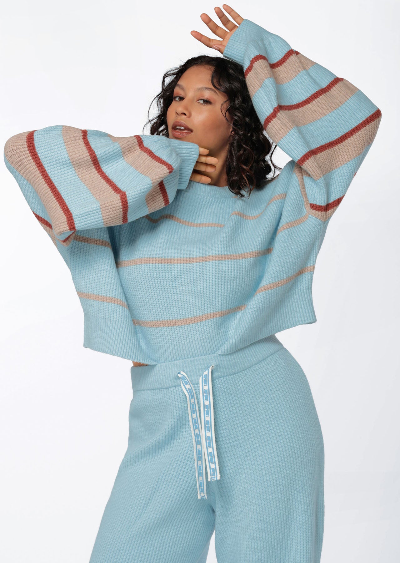 Lorna Jane Merino Blend Cropped Stripe Knit - Leisure Stripe