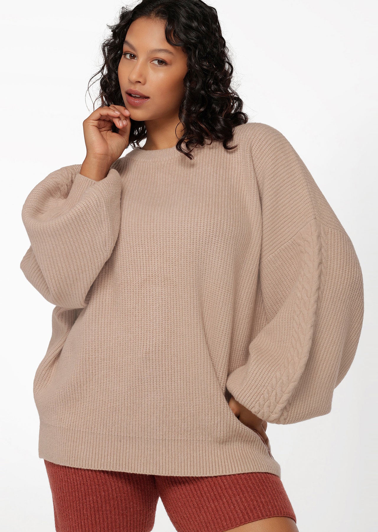 Lorna Jane Merino Blend Knit Oversized Jumper - Off White