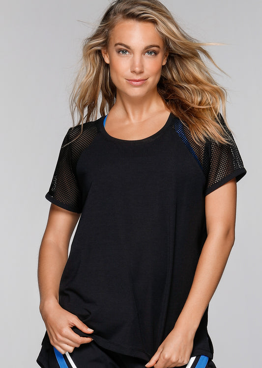 Lorna Jane Mesh It Up Tee - Black