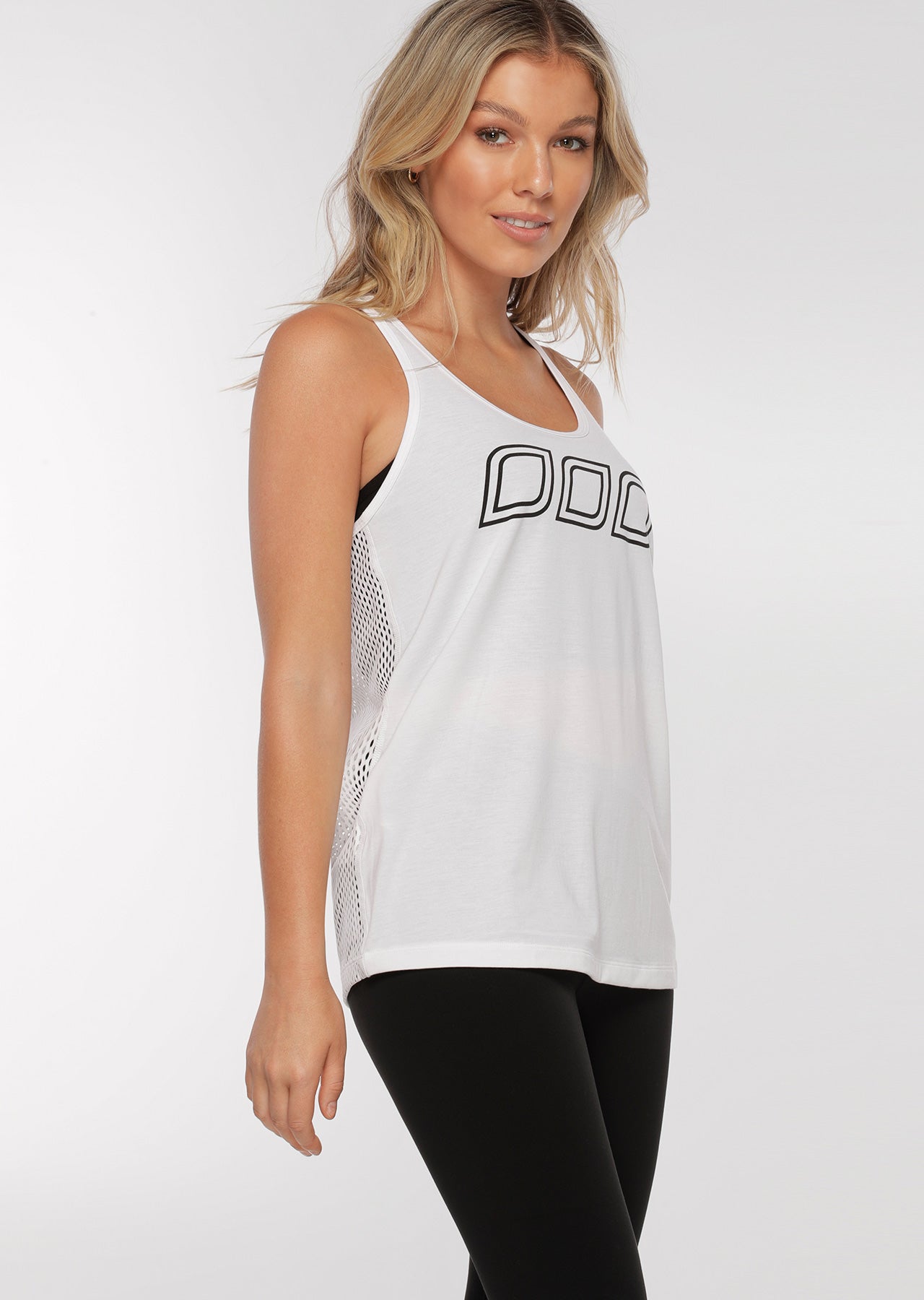 Lorna Jane Mesh Slouchy Gym Tank - White