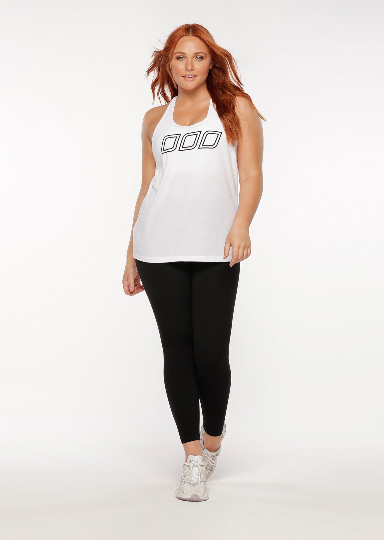 Lorna Jane Mesh Slouchy Gym Tank - White