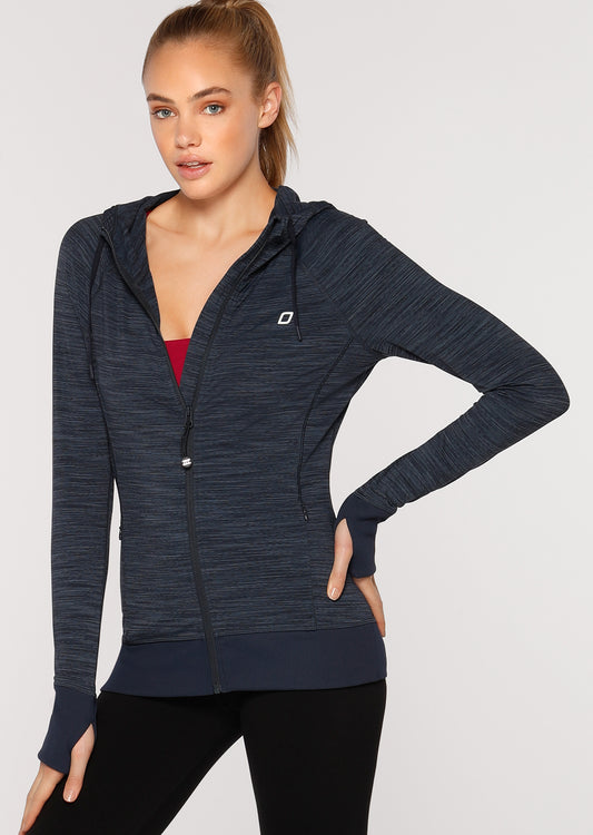Lorna Jane Midnight Brushed  Zip Thru - Midnight Indigo Marl