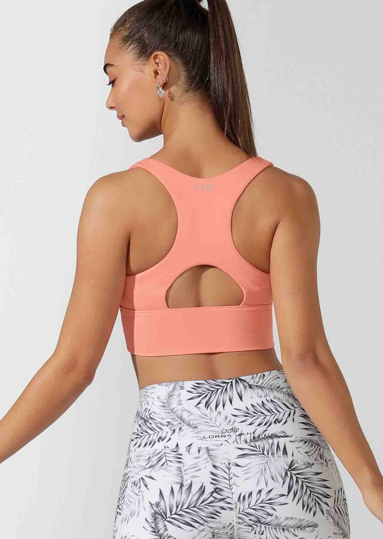 Lorna Jane Minimal Long Line Racer Sports Bra - Tangerine