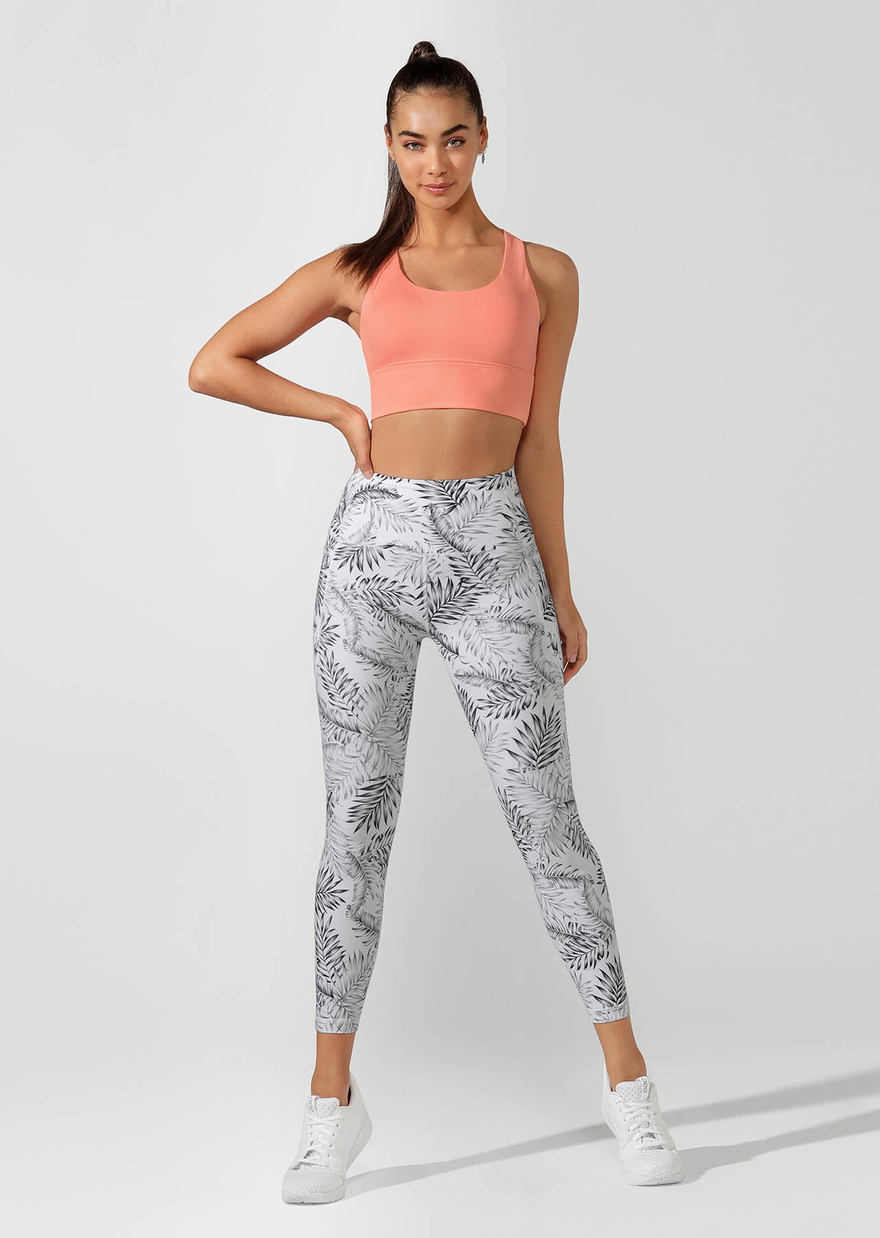 Lorna Jane Minimal Long Line Racer Sports Bra - Tangerine