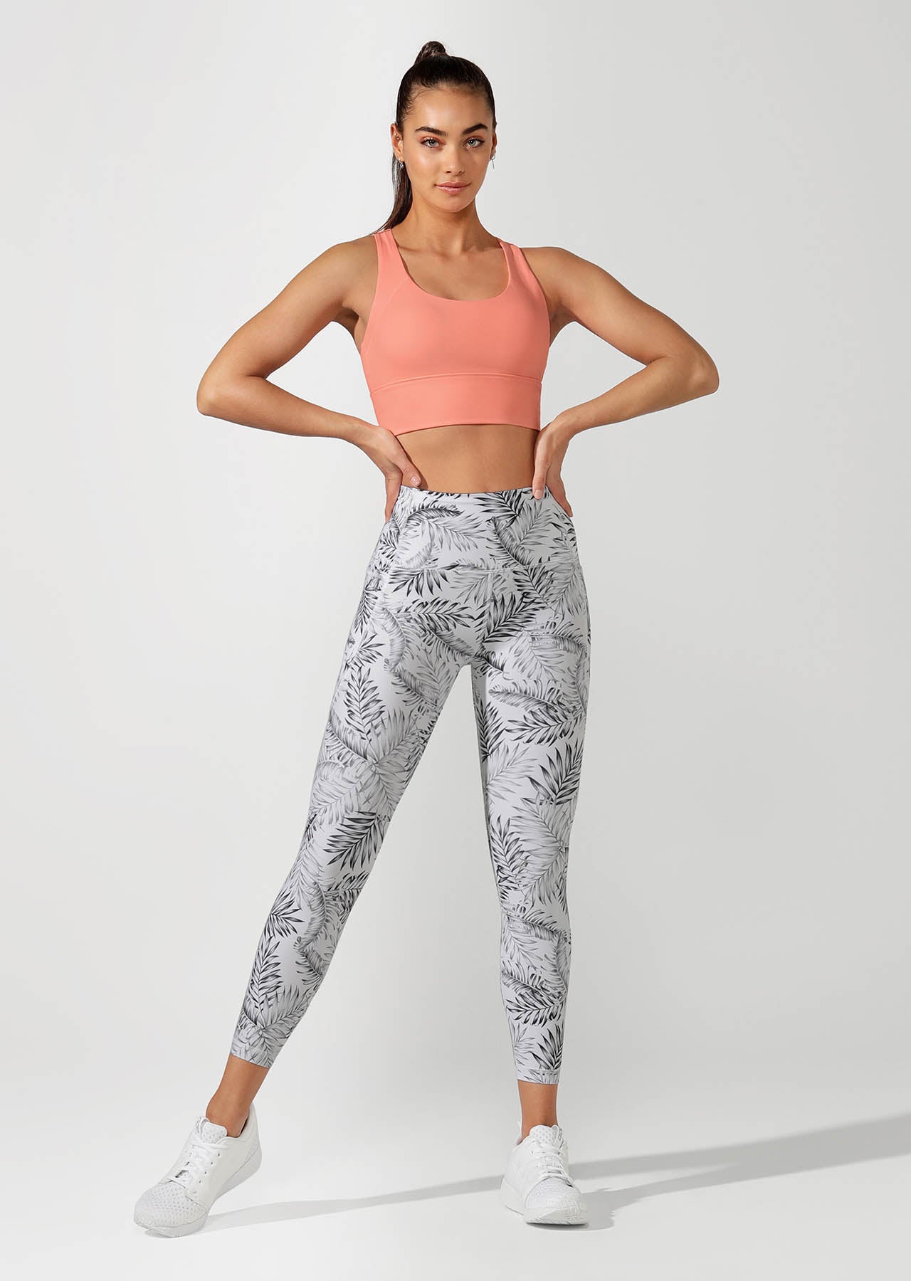 Lorna Jane Minimal Long Line Racer Sports Bra - Tangerine