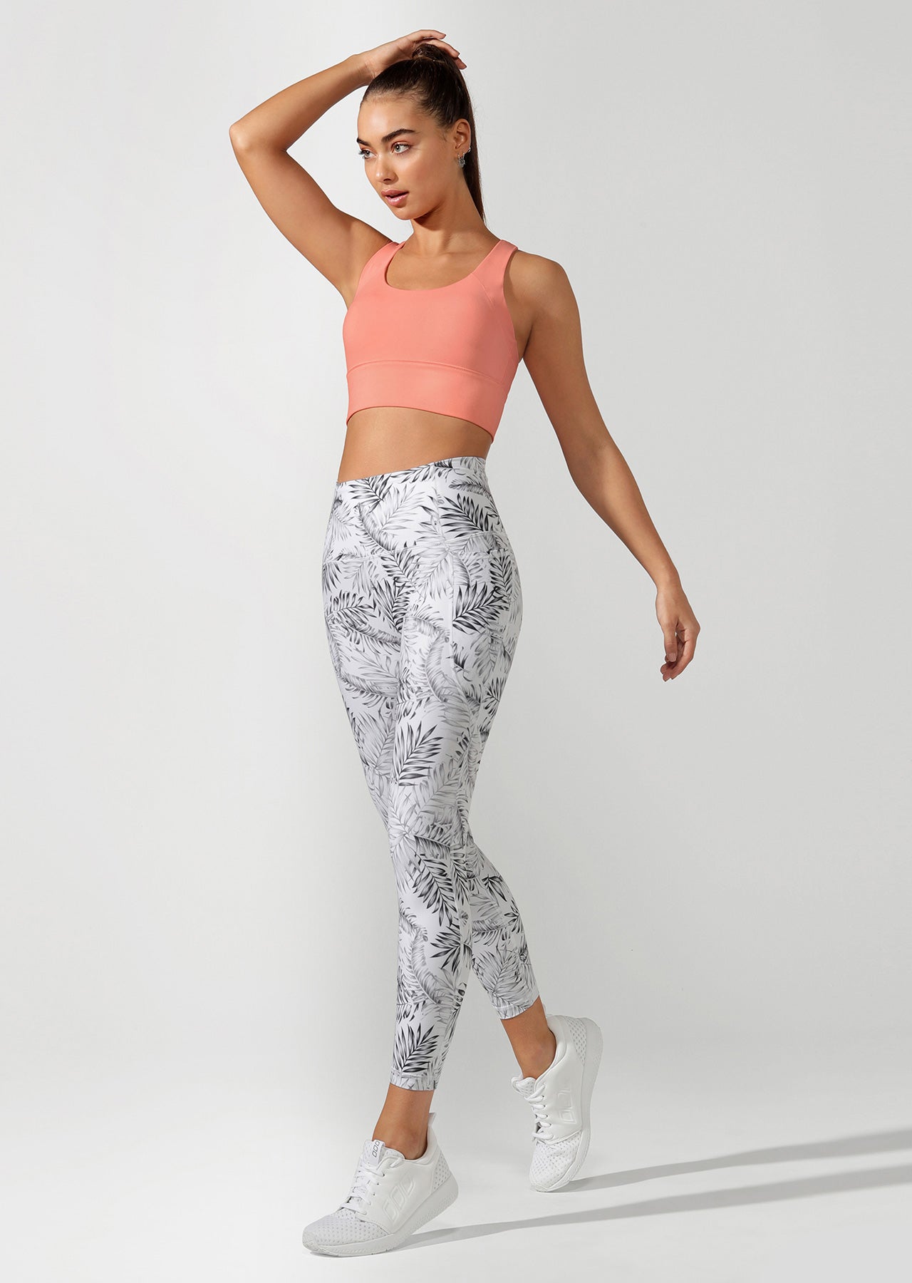 Lorna Jane Minimal Long Line Racer Sports Bra - Tangerine