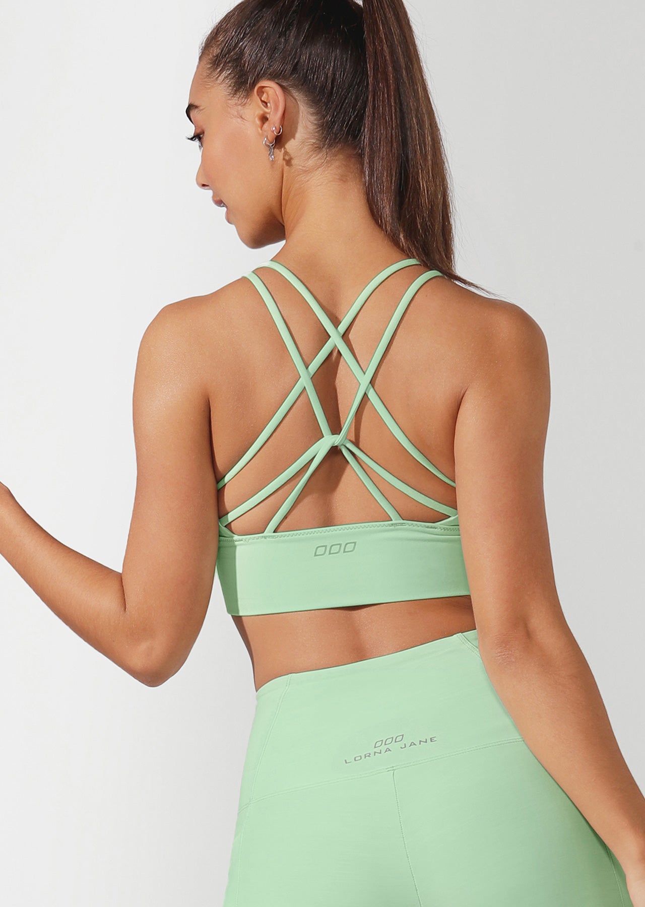 Lorna Jane Minimal Long Line Strappy Sports Bra - Minted