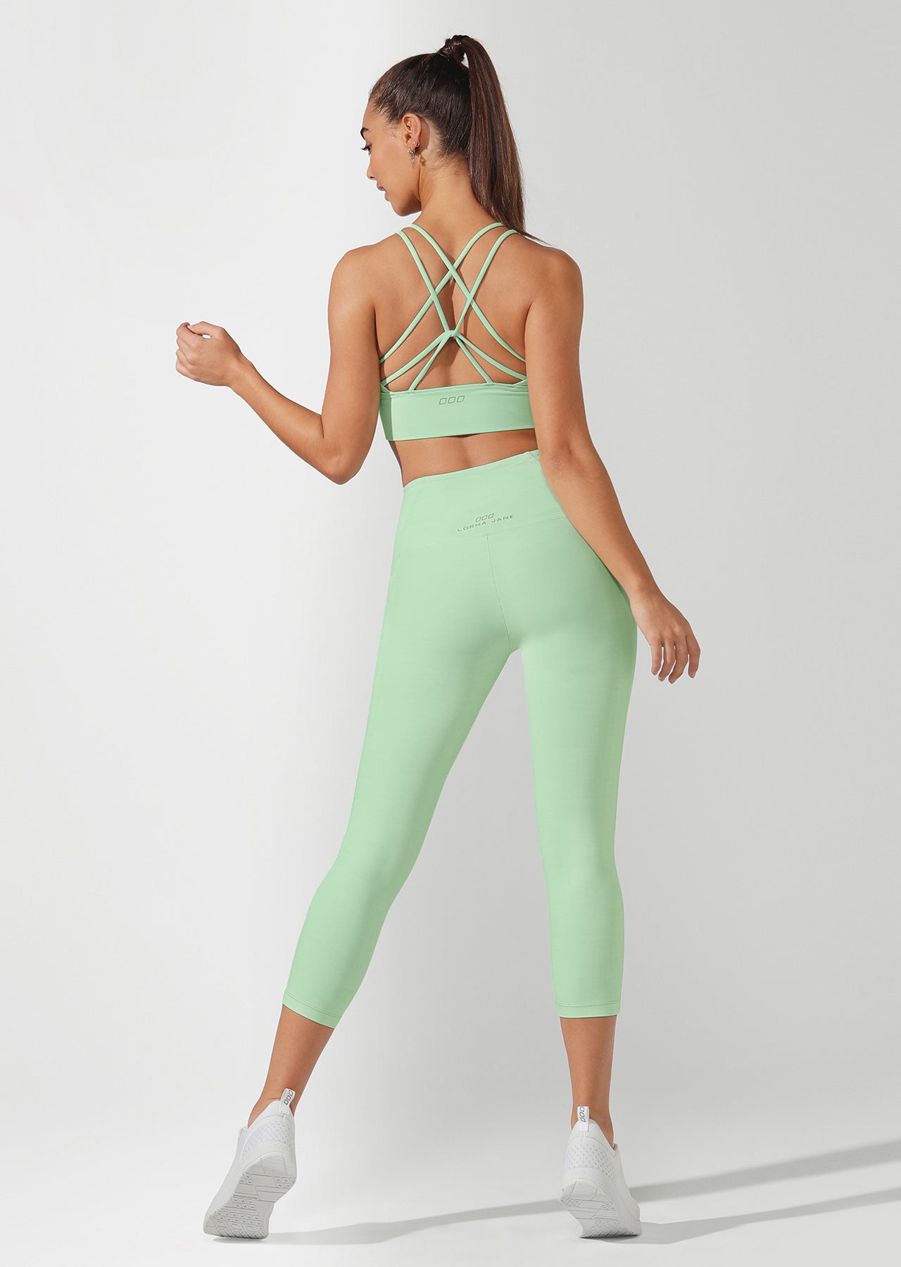 Lorna Jane Minimal Long Line Strappy Sports Bra - Minted