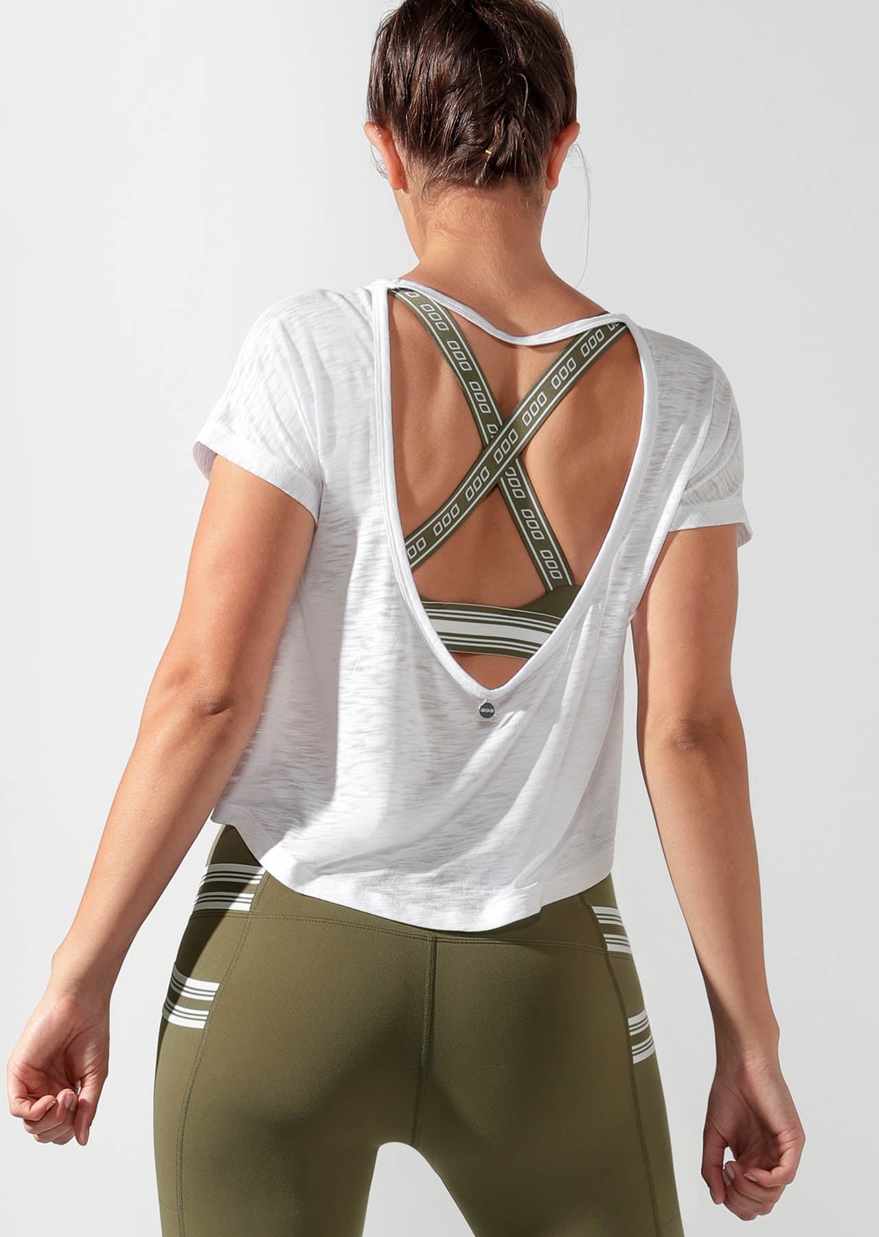 Lorna Jane Mist Cropped Short Sleeve Top - White