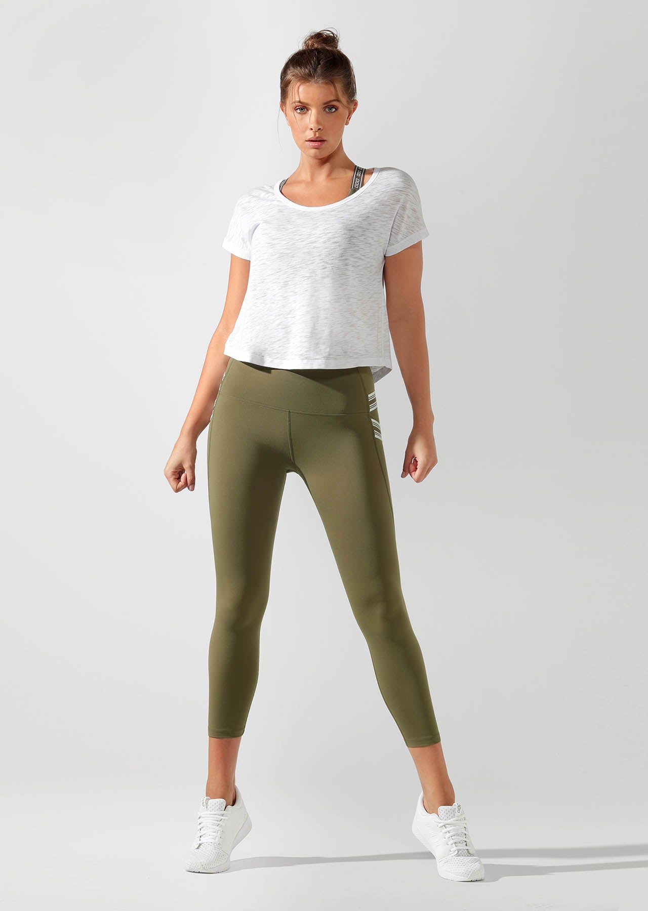 Lorna Jane Mist Cropped Short Sleeve Top - White