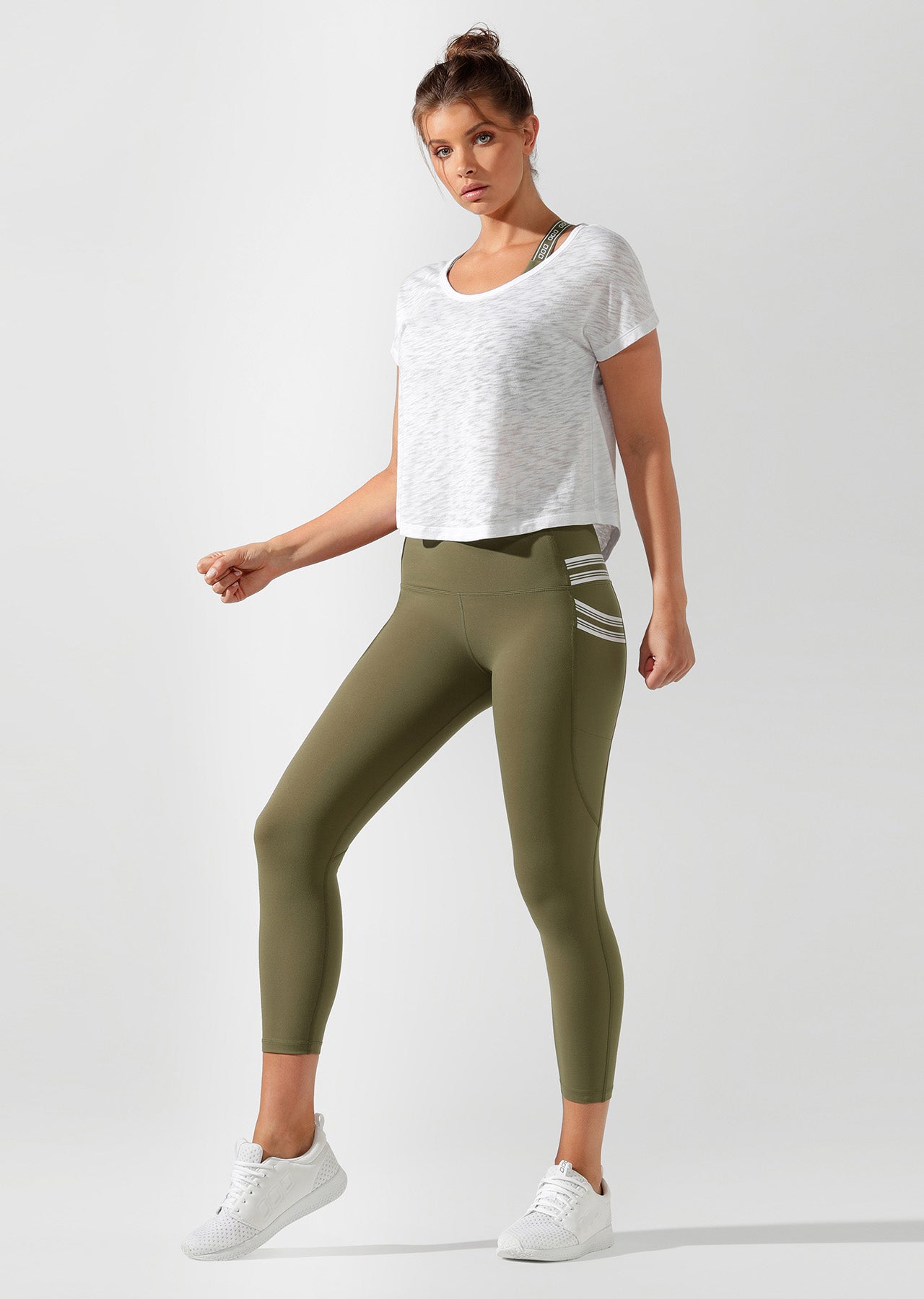 Lorna Jane Mist Cropped Short Sleeve Top - White