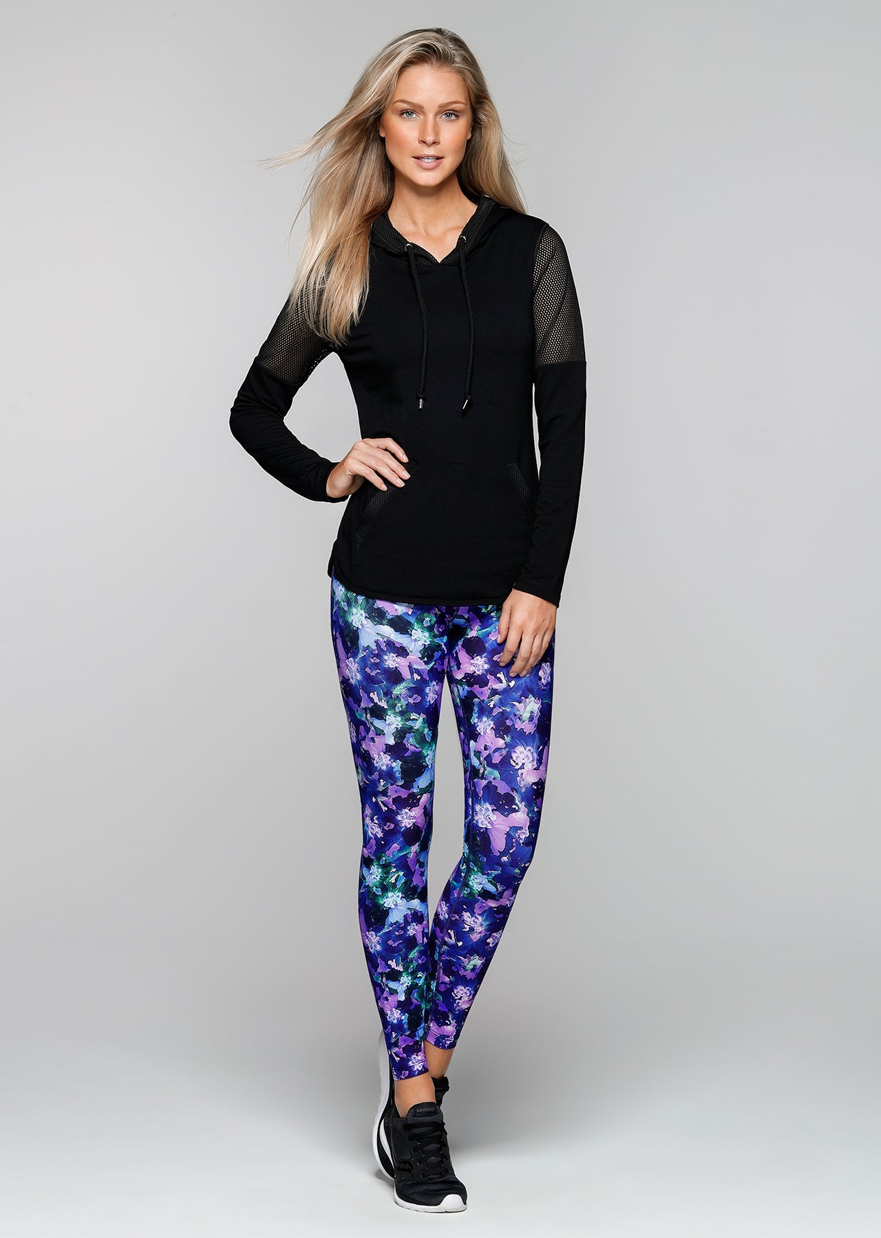 Lorna Jane Monochrome Hoodie - Black