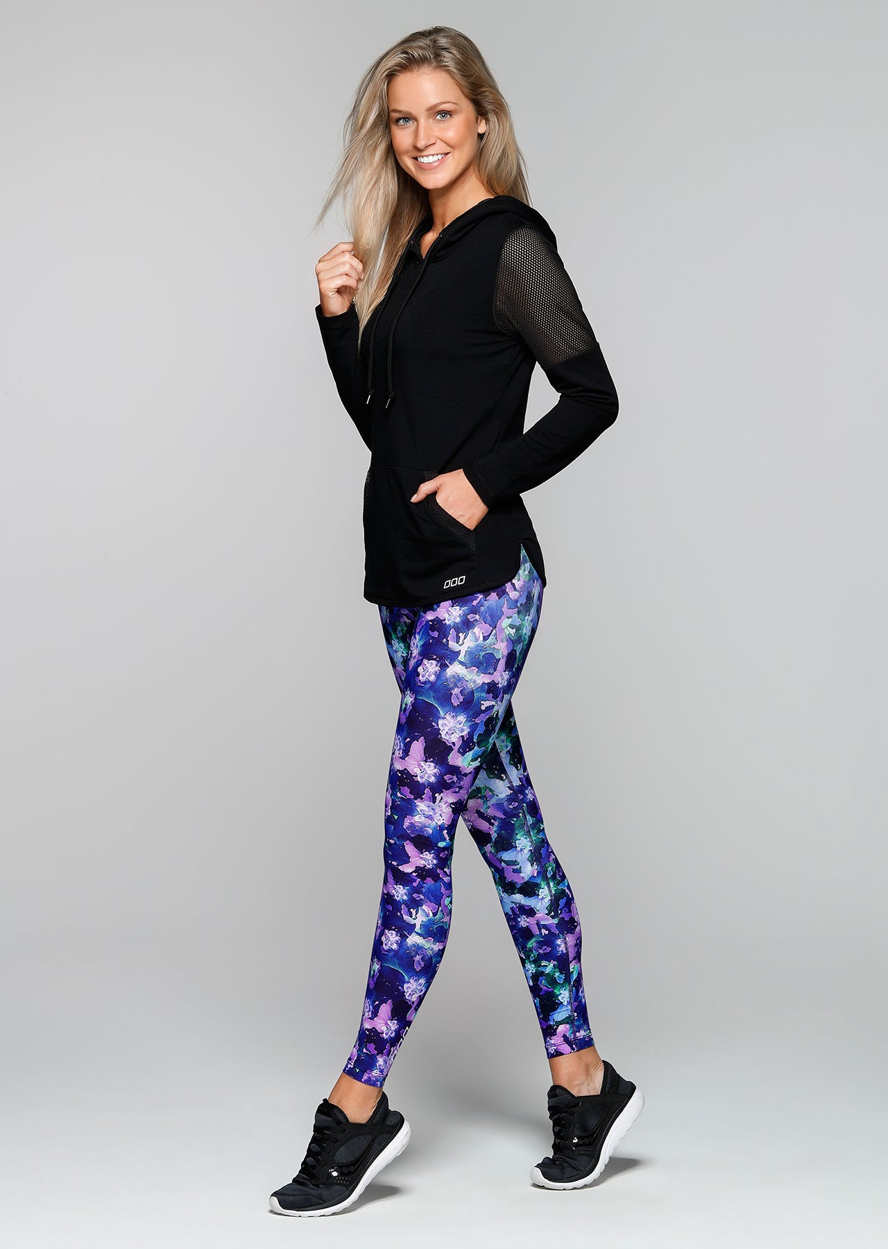 Lorna Jane Monochrome Hoodie - Black