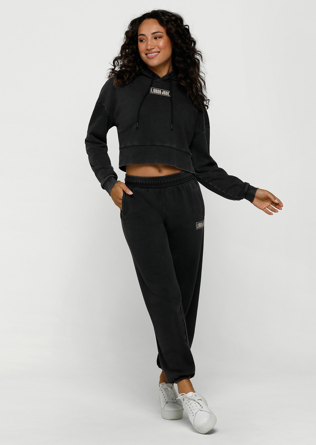 Lorna Jane Moto Hoodie - Washed Black