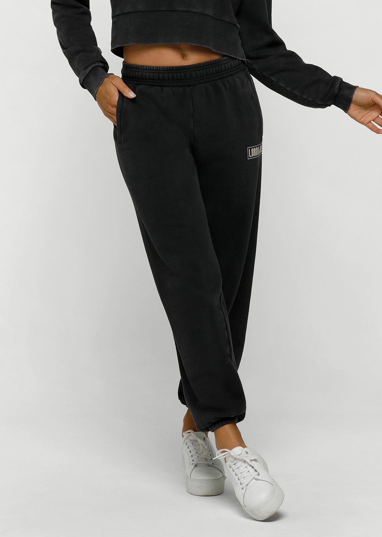 Lorna Jane Moto Track Pants - Washed Black