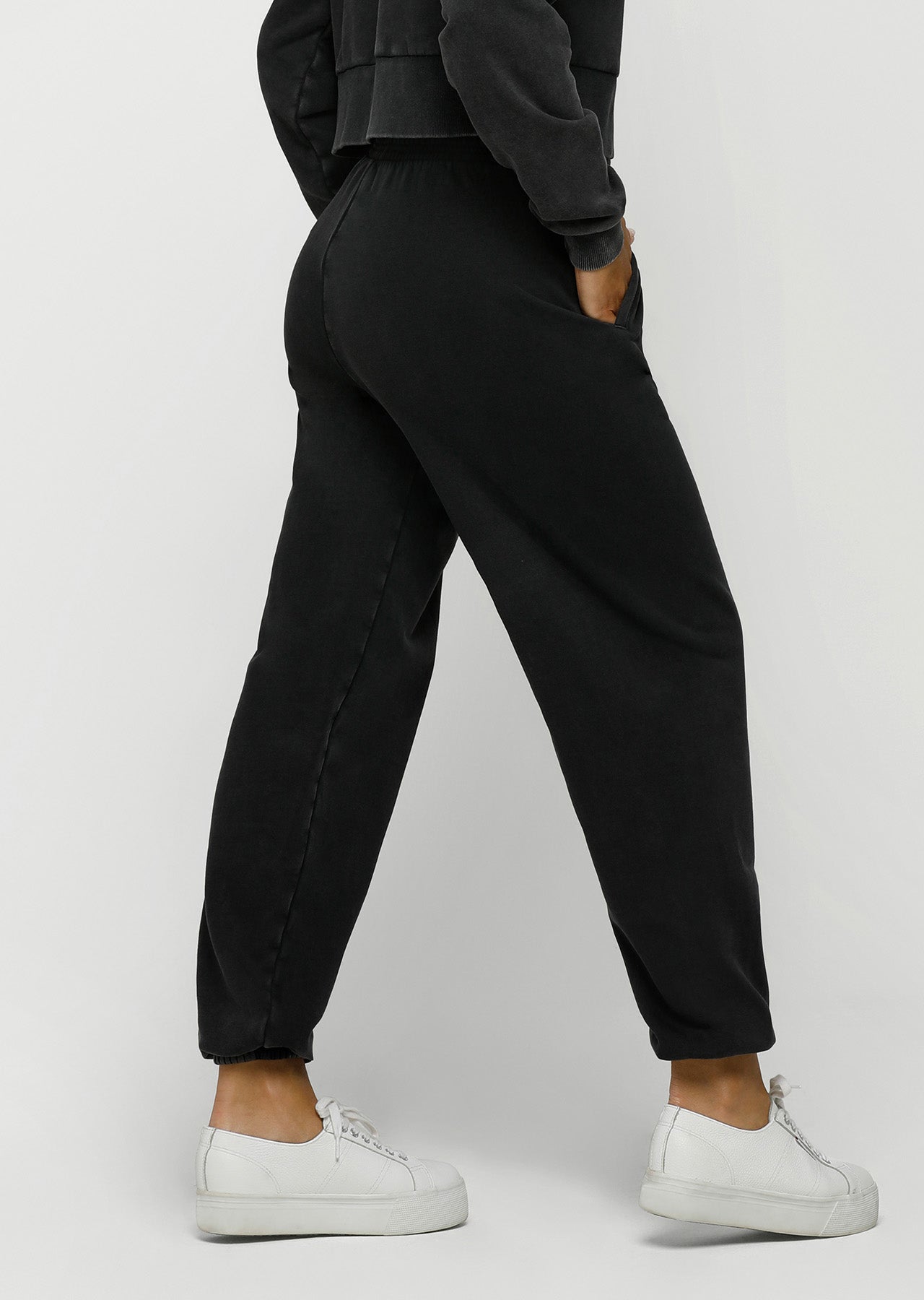 Lorna Jane Moto Track Pants - Washed Black