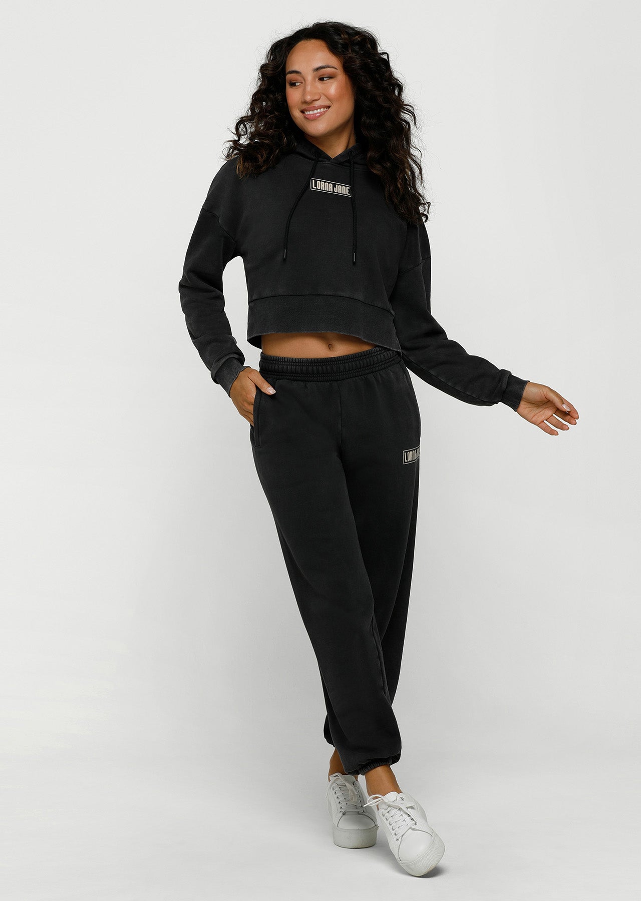 Lorna Jane Moto Track Pants - Washed Black
