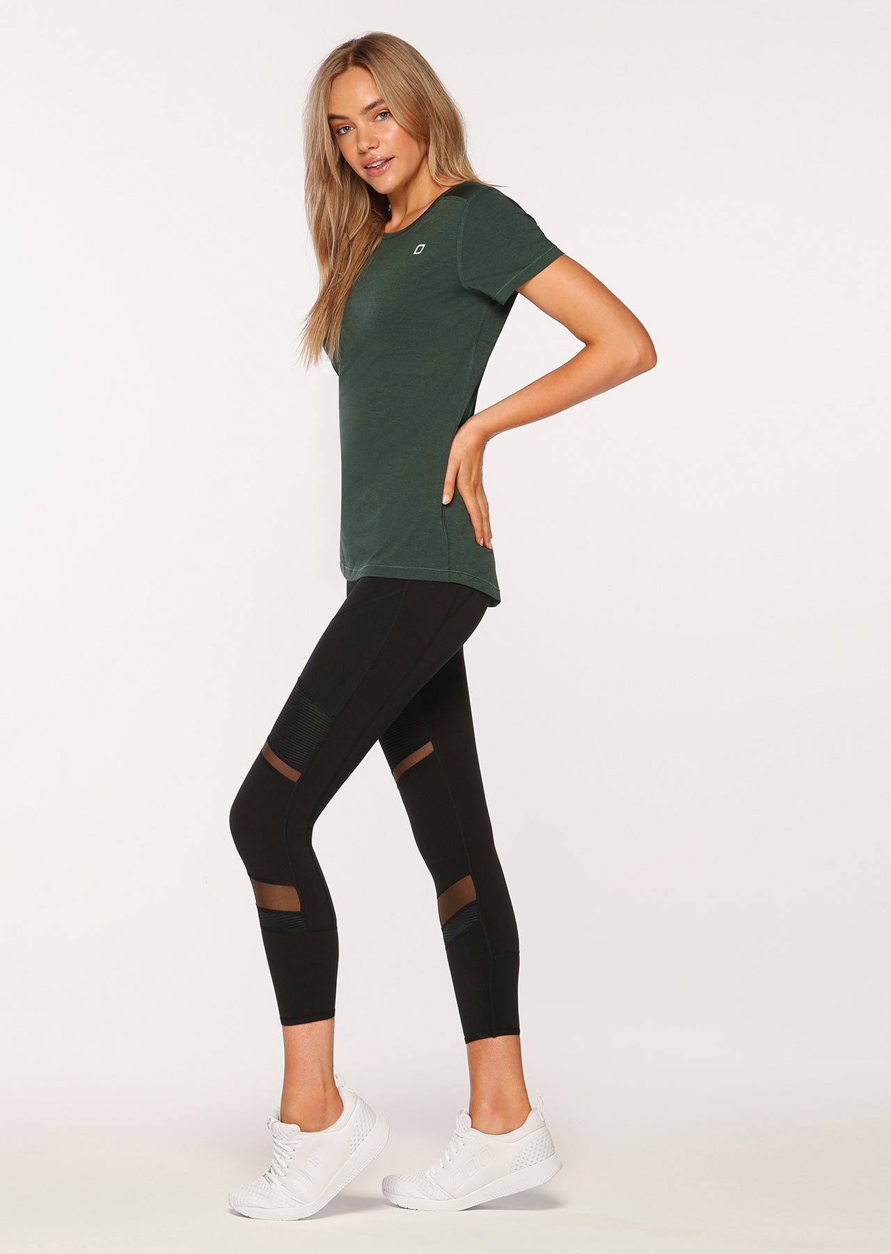 Lorna Jane Move Freely Active Tee - Dark Green Marl