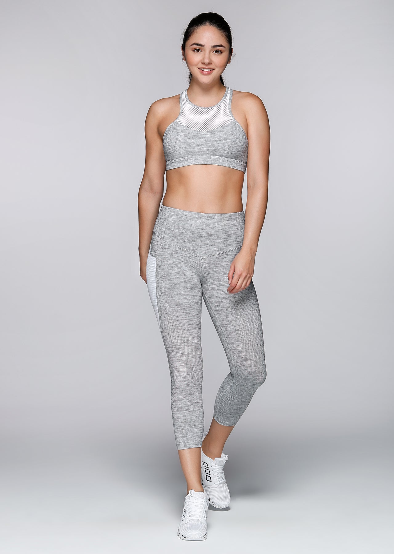 Lorna Jane Move Freely Sports Bra - Grey Marl Stripe