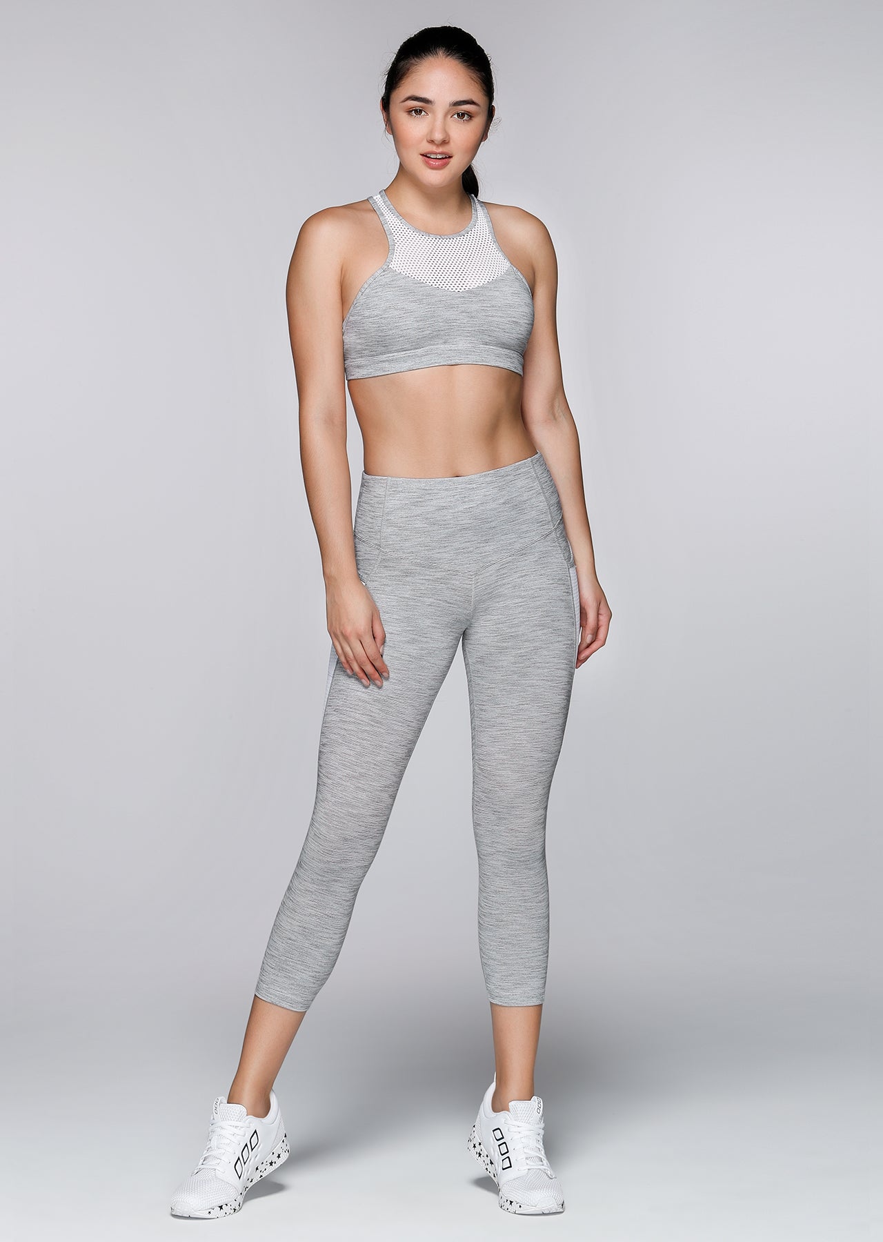 Lorna Jane Move Freely Sports Bra - Grey Marl Stripe
