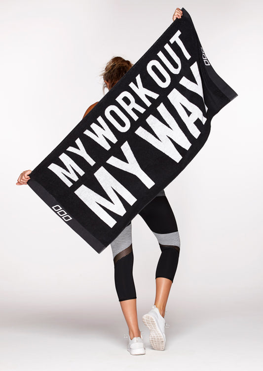 Lorna Jane My Workout Gym Towel - Black/White