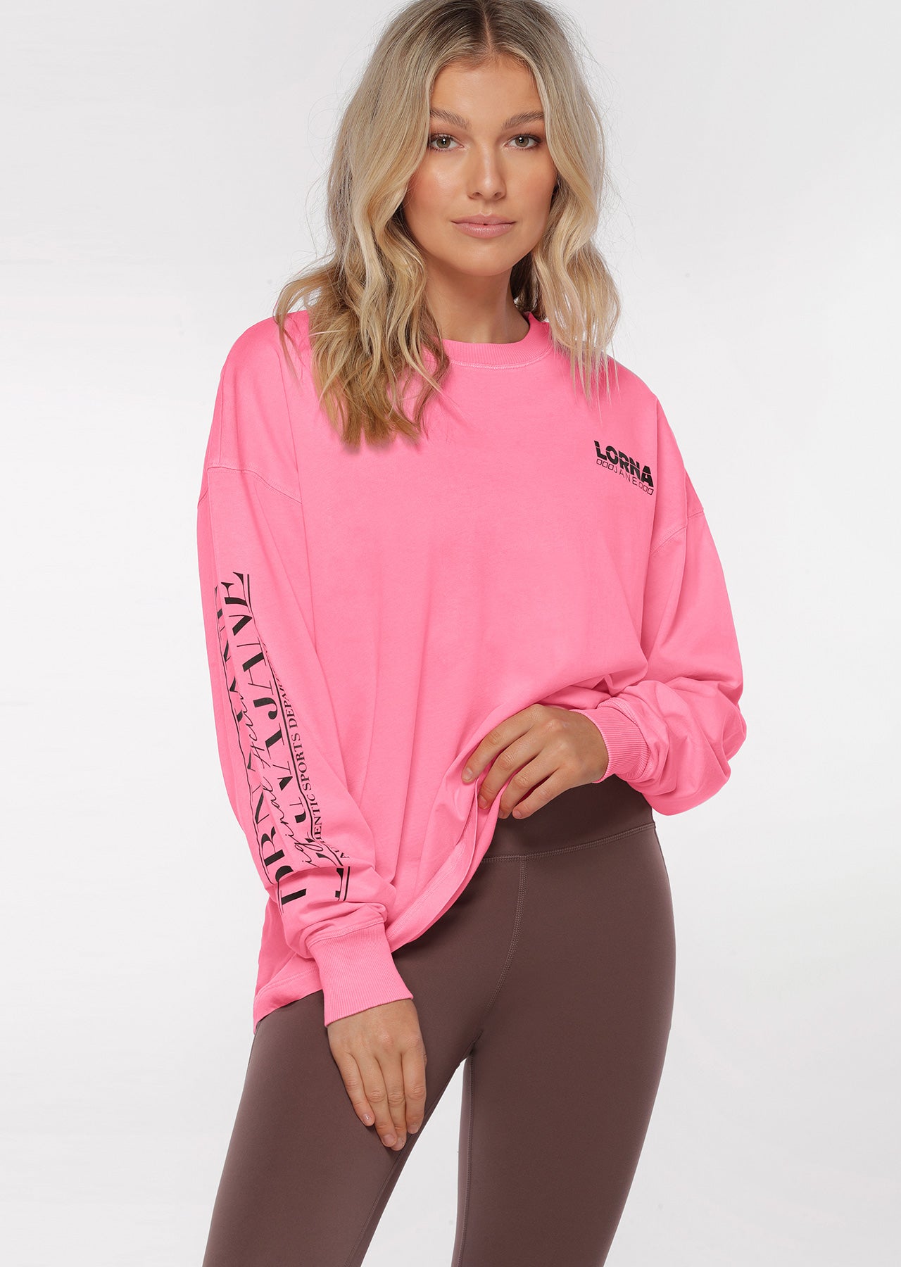 Lorna Jane Neon Nights Long Sleeve Top - Neon Pink