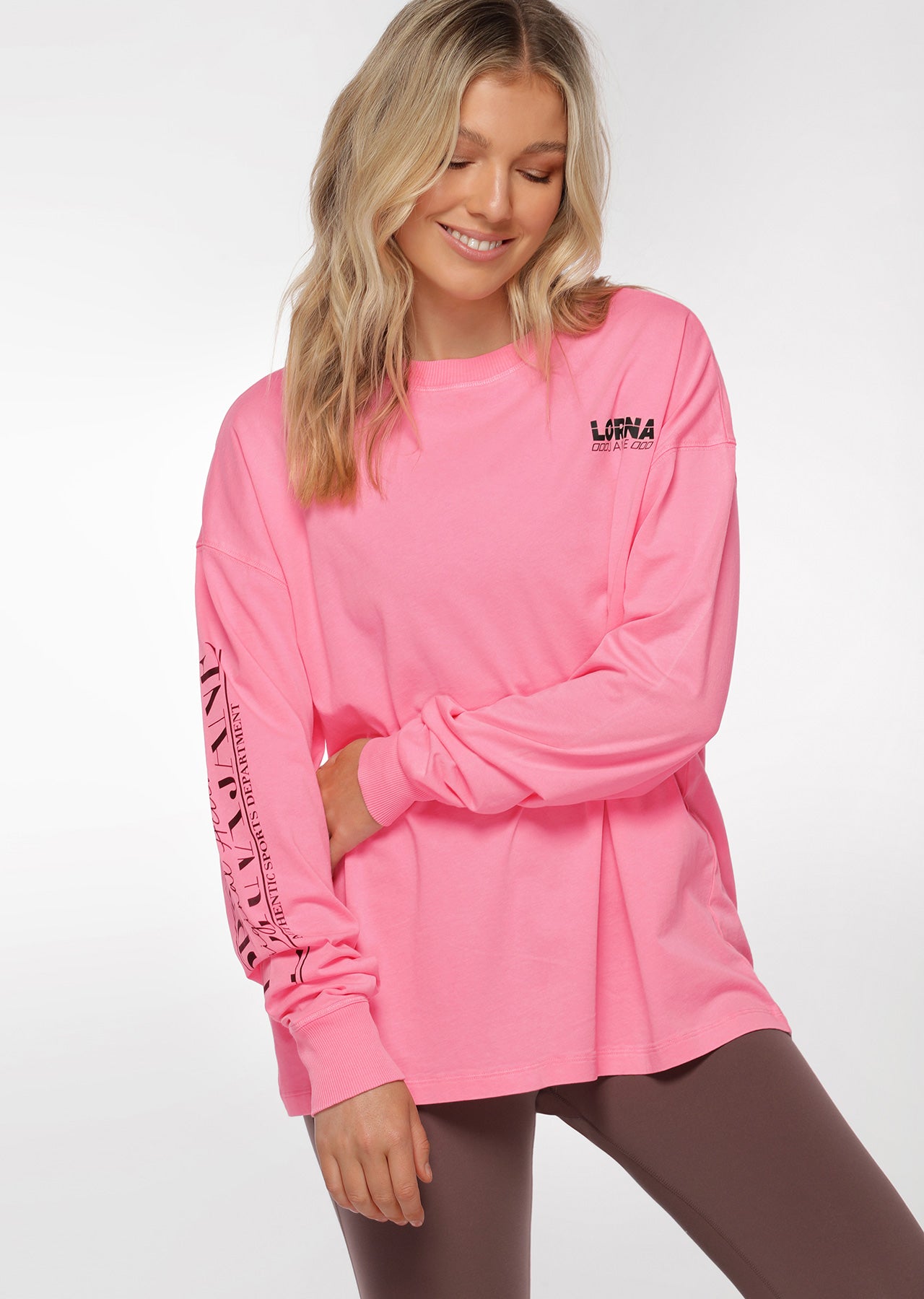 Lorna Jane Neon Nights Long Sleeve Top - Neon Pink