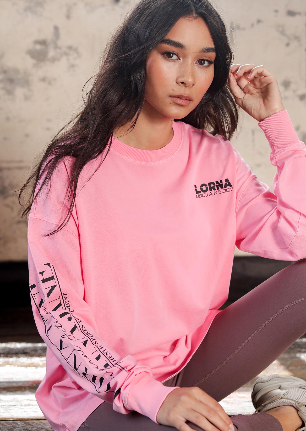 Lorna Jane Neon Nights Long Sleeve Top - Neon Pink