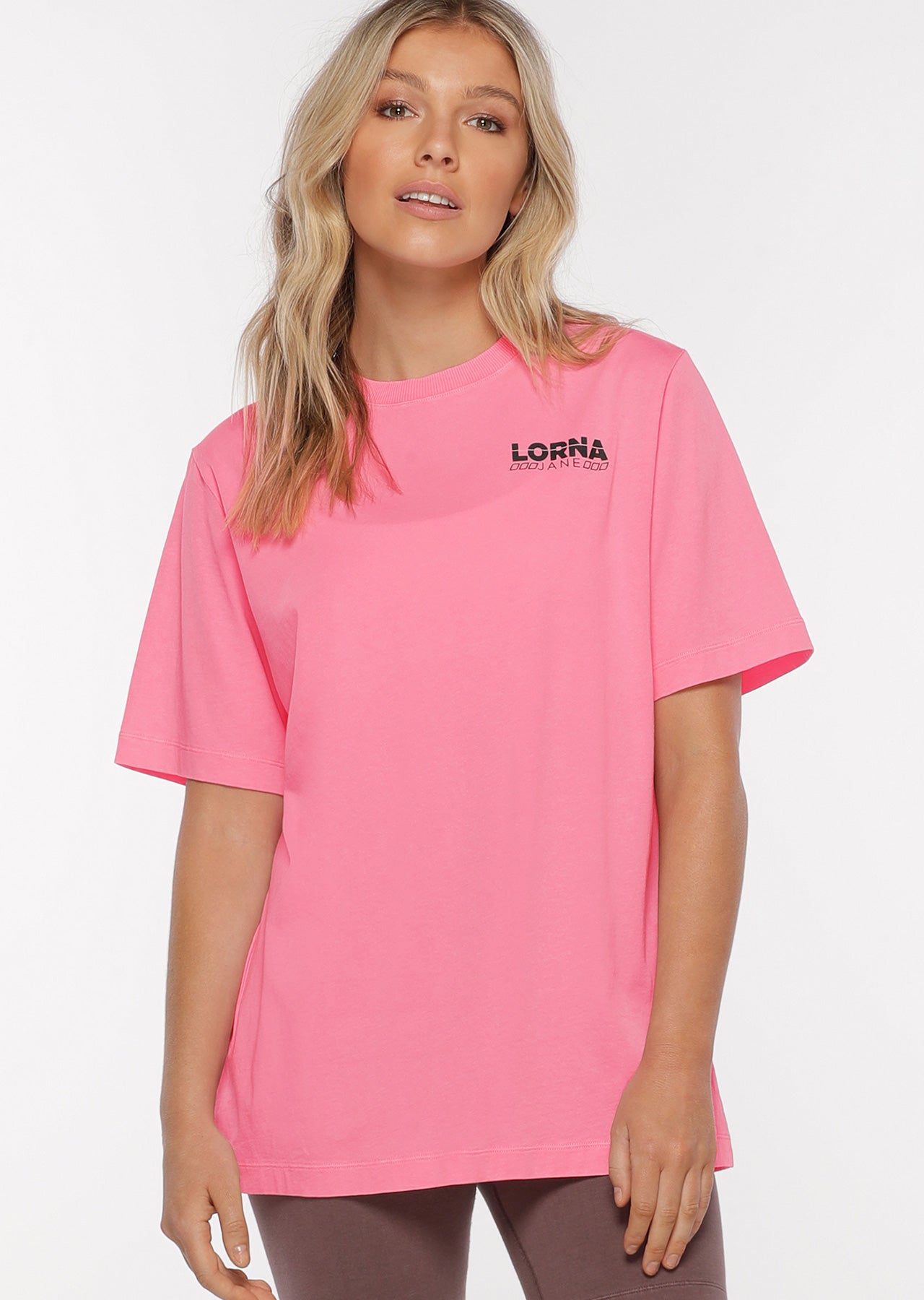 Lorna Jane Neon Nights Oversized Tee - Neon Pink