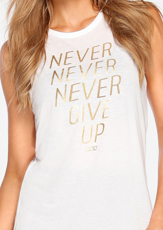 Lorna Jane Never Give Up Tank - White