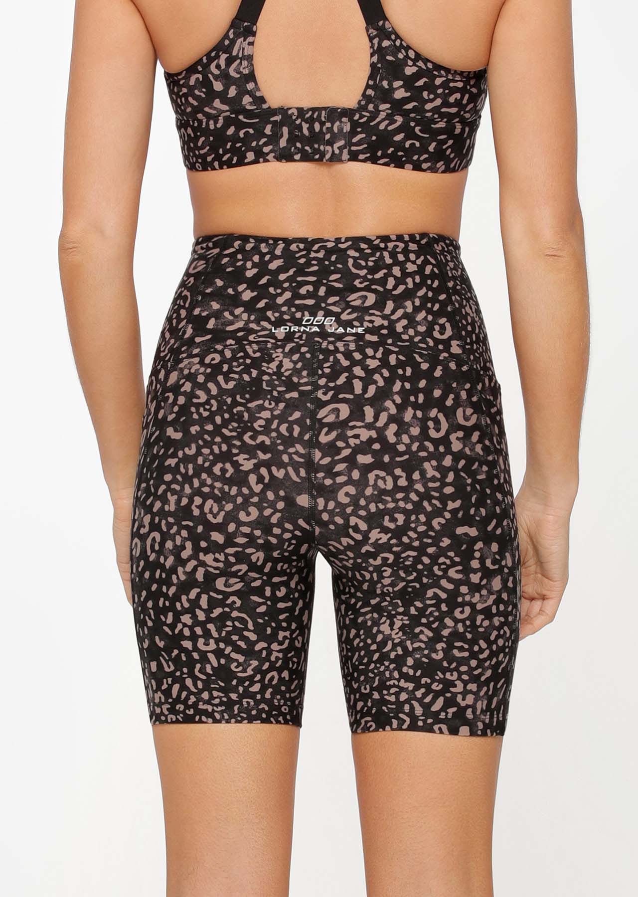 Lorna Jane Night Cat Phone Pocket Bike Shorts - Night Cat Print